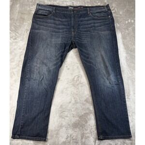 True Nation Jeans Mens 50x32 Dark Blue whiskers Athletic Fit Stretch Denim
